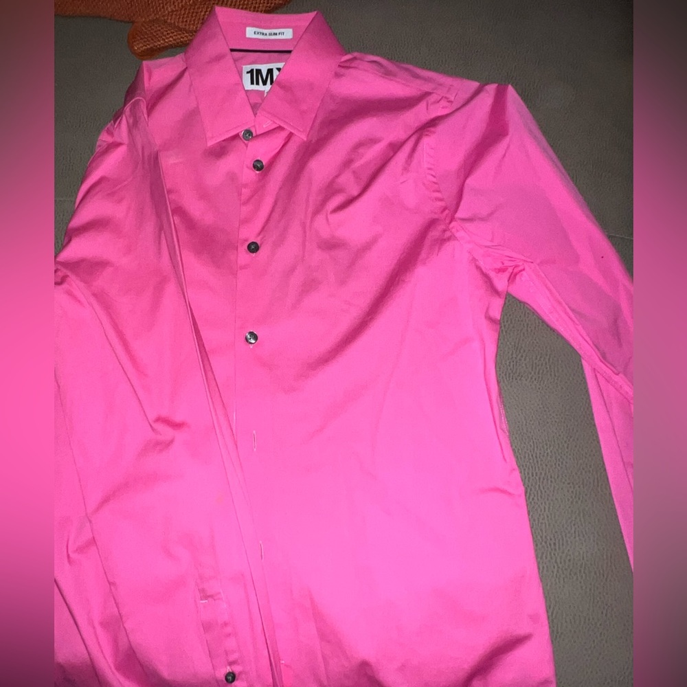 Pink long sleeve Express button down shirt